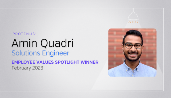 Congrats to our February winner, Amin Quadri, Solutions Engineer, for continuously exhibiting Protenus' core values! 